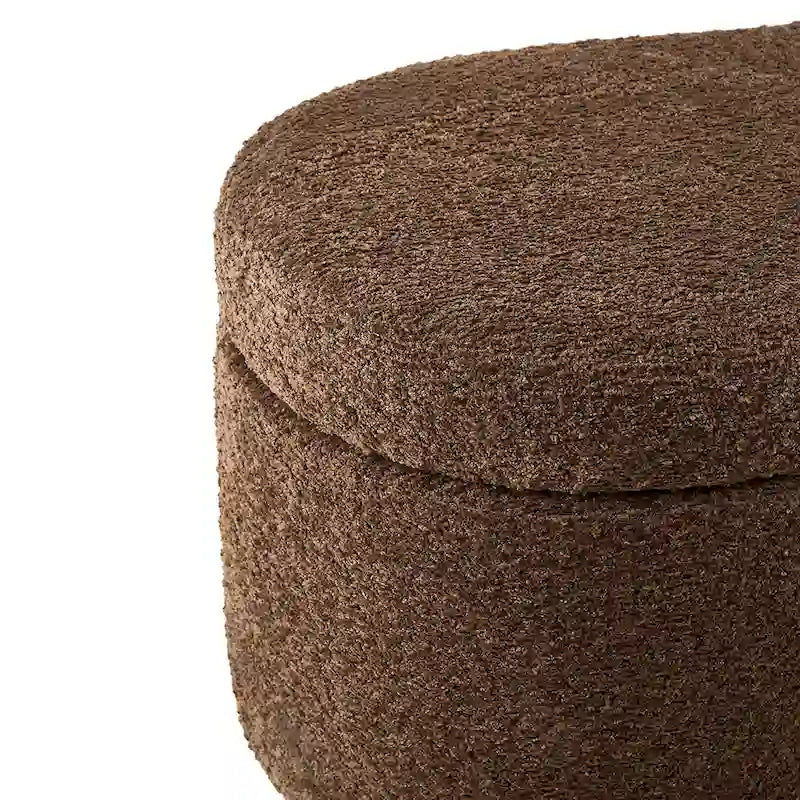 INK+IVY Bailey taupefarbene Bouclé-Sitzbank mit hochklappbarer Ablage und Stauraum