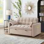Loveseat-Schlafsofa 4-in-1 mit Armlehnen und Aufbewahrungstaschen, multifunktionales getuftetes Ausziehsofa mit verstellbarer Rückenlehne