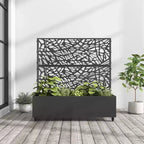 MAYEERTY Planter Box with Trellis Iron Black Net 01 Style 72x47x16in 3-Piece Set
