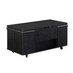 Table basse moderne multifonctionnelle relevable avec rangement dissimulé, 4 tabourets et roulettes, idéale pour les espaces de vie modernes