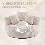 Bean Bag Sofa for Adults Kids, Oversized Corduroy Bean Bag Chair with 3 Pillows & Armrest for Living Room Bedroom