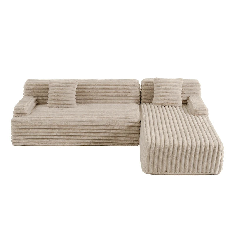 Cloud-Ecksofa, modernes Polstersofa mit 2 Zierkissen, frei kombinierbares Sofa, modulares L-förmiges Ecksofa