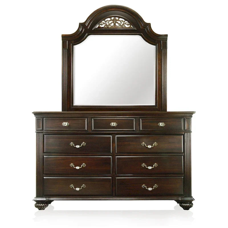 Ensemble traditionnel Vame de 2 pièces comprenant une commode à 9 tiroirs et un miroir, par Furniture of America