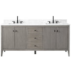 Vanity Art 72 badkamermeubel met dubbele wastafel en blad van composietmarmer