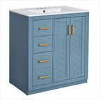 30 Einzelwaschbecken-Badezimmerwaschtisch mit Unterschrank und 3 Schubladen - Schwarz / Blau / Grün / Indigo / Weiß