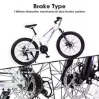 Okak 24/26-Zoll-Mountainbike mit 21 Gängen und Scheibenbremsen an Vorder- und Hinterrad, Kinderfahrrad mit 100-mm-Federgabel, Dirtbike für Jugendliche und Frauen
