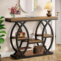 Lantine consoletafel van 39,4 inch, industriële banktafel met 4 niveaus voor entree, opbergplanken en metalen frame voor kleine ruimtes, gang, hal, bruin