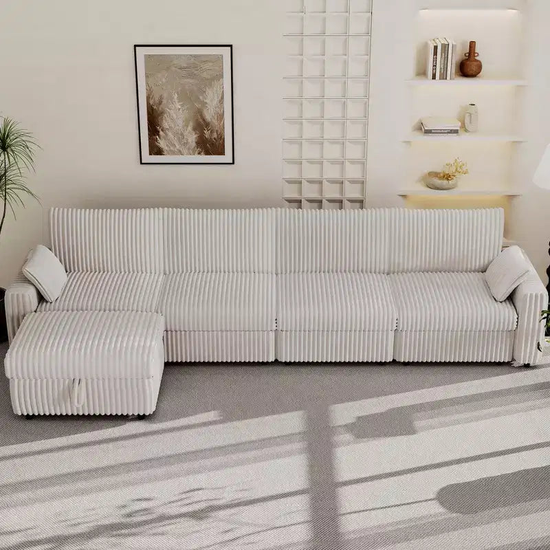 Canapé sectionnel modulaire en velours côtelé Dyonery avec housses lavables