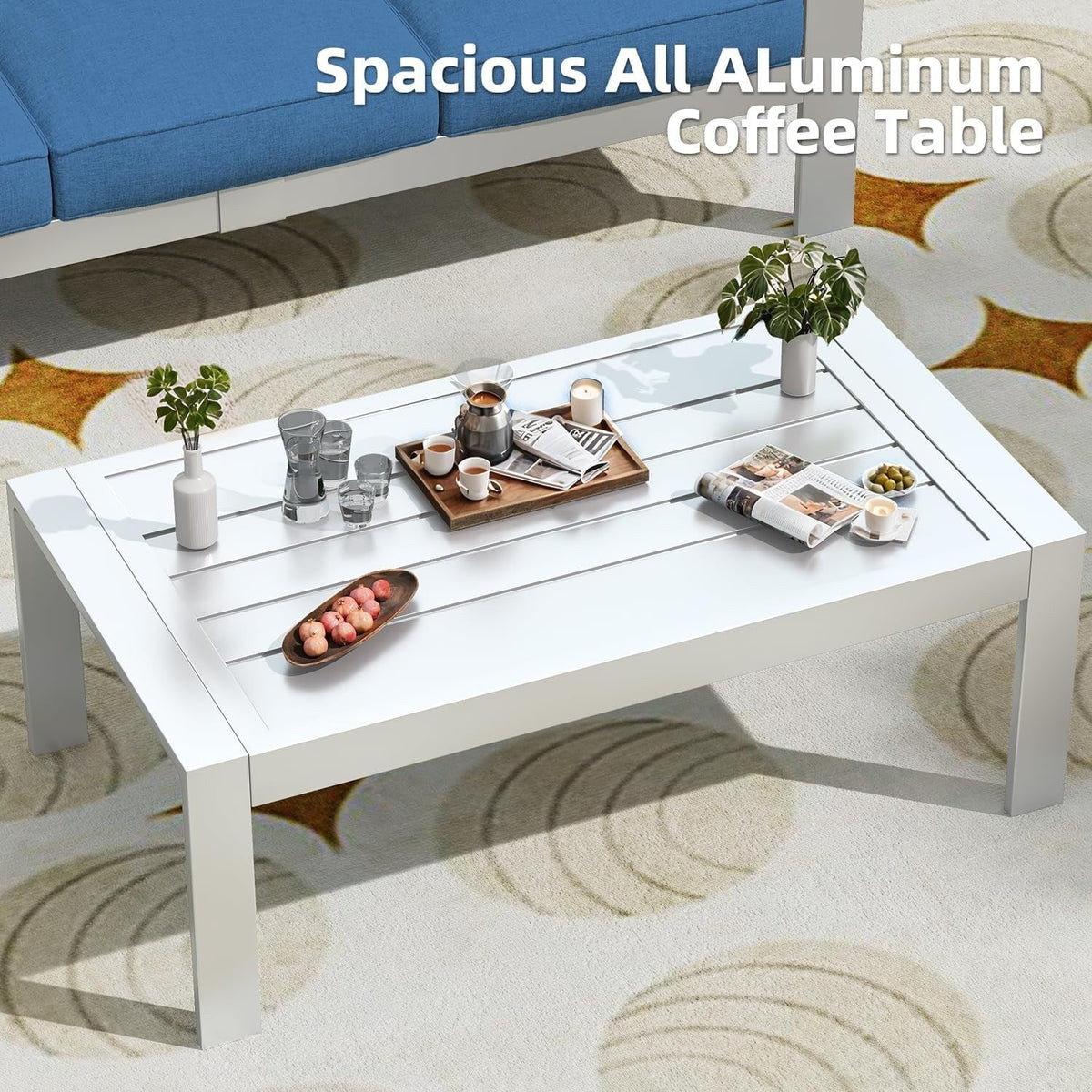 AECOJOY 7-teiliges Aluminiummöbel-Set für die Terrasse, Outdoor-Sitzgruppe