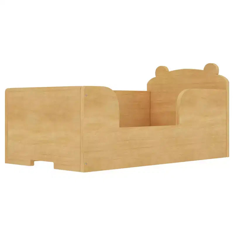 Okak vloerbed in de vorm van een beer voor kinderen van 3-6 jaar, peuterbedframe met veiligheidshekje, schattig kinderbed in de vorm van een dier