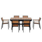 7-Piece Outdoor Extendable Dining Set with Extendable Table and 6 Armrest Chair