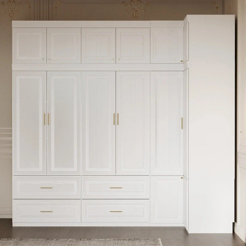 Armoire-penderie de 93,9/74,2 pouces de hauteur avec espace de suspension, tiroirs et rangements