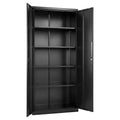 Armoire de rangement métallique VEVOR, armoire de garage en acier verrouillable de 68,9 pouces avec 4 étagères réglables, 2 portes magnétiques, 2 clés et 5 niveaux de rangement pour outils, noire