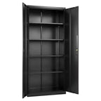 Armoire de rangement métallique VEVOR, armoire de garage en acier verrouillable de 68,9 pouces avec 4 étagères réglables, 2 portes magnétiques, 2 clés et 5 niveaux de rangement pour outils, noire