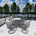 Ensemble de salle à manger de patio en aluminium moulé en 5 pièces avec 4 chaises pivotantes