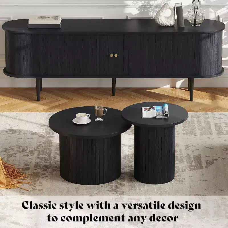AMERLIFE tv-meubel voor 70-inch tv met poten van massief hout, moderne tv-console in mid-century-stijl met tambourdeur