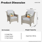 Ensemble de 2 fauteuils de jardin d’extérieur HOOOWOOO en rotin tressé à dossier haut