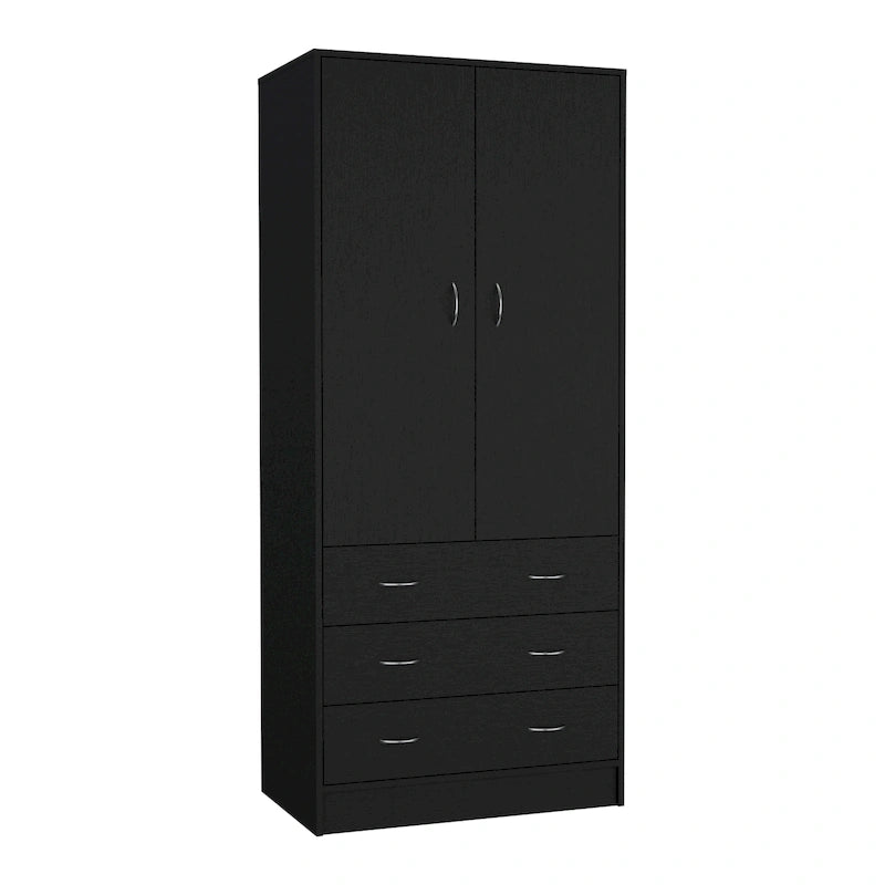 19 moderne kledingkast met twee deuren, 3 laden en 1 kledingroede voor de slaapkamer