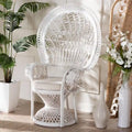 Kallima moderne bohemien pauwenstoel van wit en naturel rotan