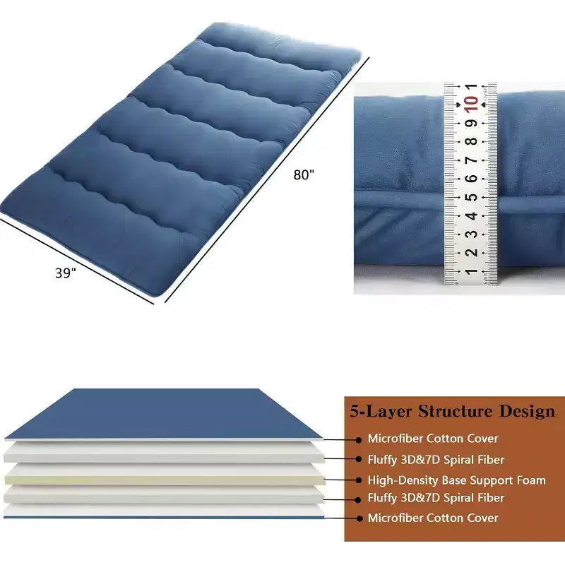 Japans futonmatras, opvouwbare slaapmat voor op de vloer, tatamimat voor thuis, kamperen en als matras