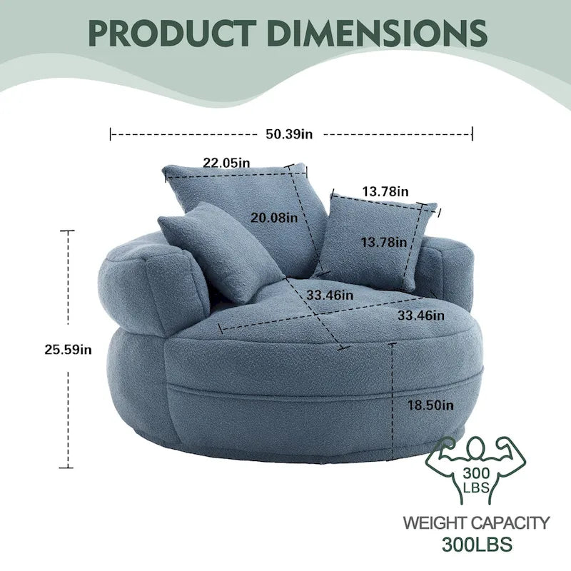 Round Lazy Sofa Chair ?C White/Blue/Grey/Yellow/Orange/Rose Red/Navy/Green, Single & Couple Seat
