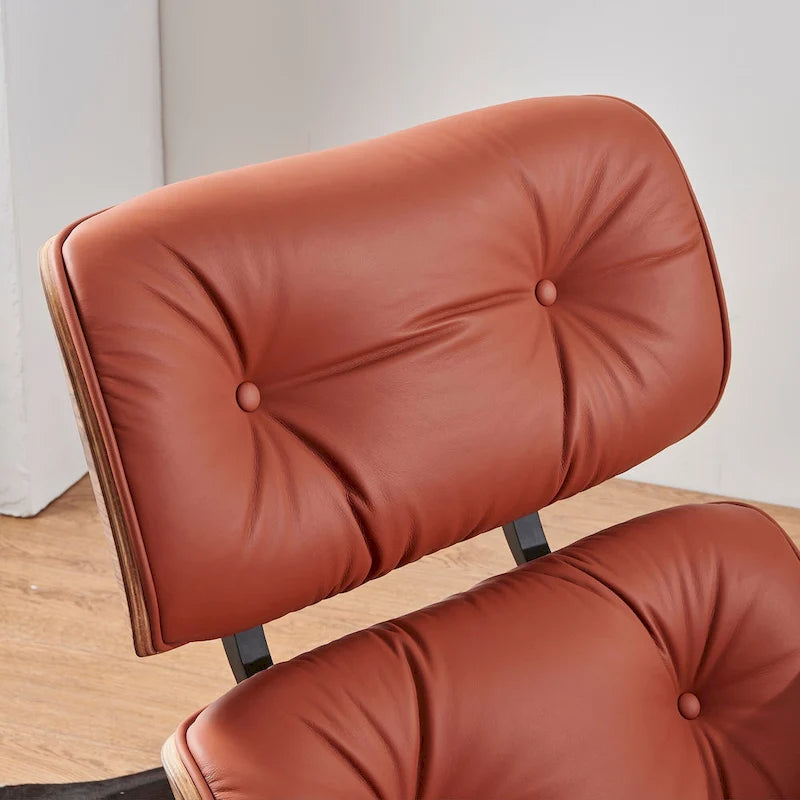 Leren loungefauteuil in mid-century-modern stijl, relaxfauteuil