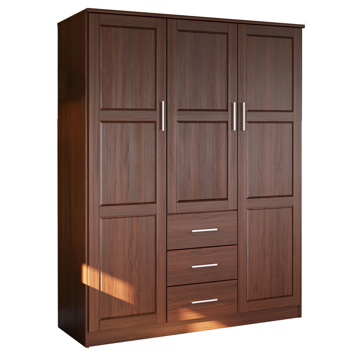 Palace Imports Cosmo kledingkast met 3 deuren, 100% massief hout, met deuren van massief hout of spiegelglas