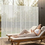 MAYEERTY 72x47 White Outdoor Natural Privacy Panel Screen, 6 Piece Set Natural Folding Divider for Backyard and Garden