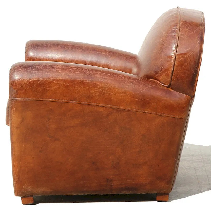 Pasargad Home Paris Clubsessel aus echtem Leder, Braun