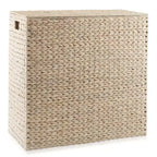 Panier à linge Casafield à 2 compartiments avec couvercle et sacs doublures amovibles, trieur de linge tressé en jacinthe d’eau pour vêtements