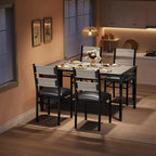 Ensemble de table à manger pour 4 personnes avec 4 chaises rembourrées, ensemble de table de cuisine en bois de 5 pièces avec protection d’angle pour cuisine, appartement ou petit espace