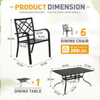 SUNCROWN 5/7-delige stalen tuin-eetsets, metalen tafel met lattenblad en stapelbare stoelen, gepoedercoat frame