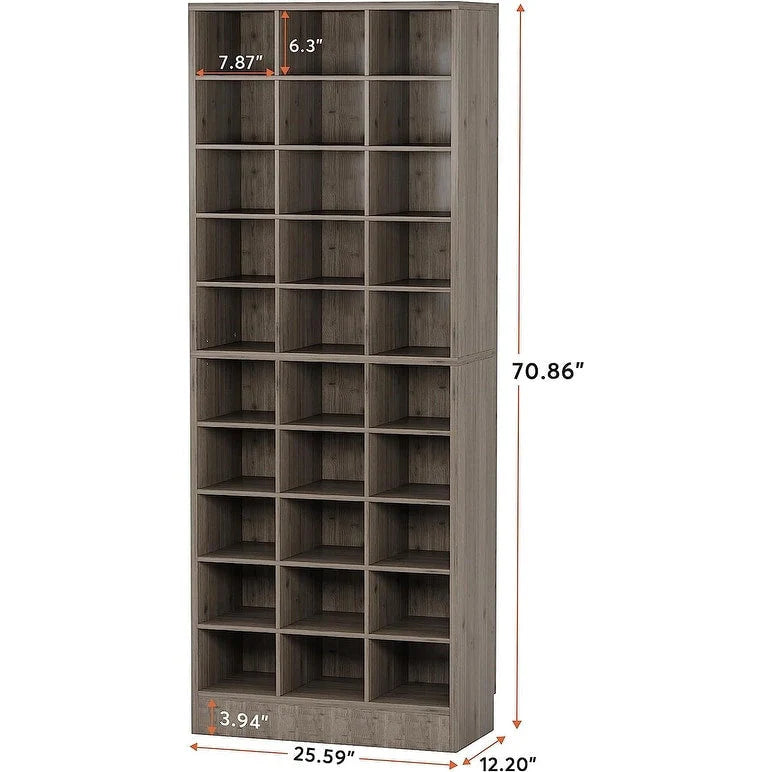 Hohes Schuhregal für 30 Paar Schuhe, 10-stufiger weißer Schuhschrank aus Holz für Kleiderschrank und Eingangsbereich – 10-stufig