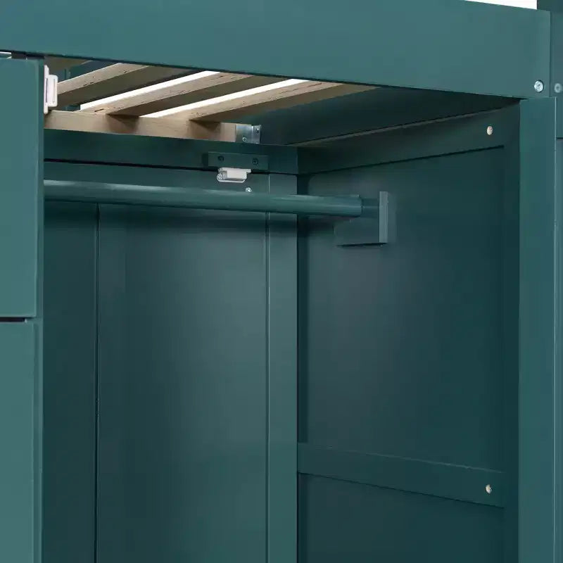 Lit superposé deux places sur deux places avec armoire de rangement et tiroirs, lit superposé en bois deux places gain de place avec barrière de sécurité pour appartement et chambre