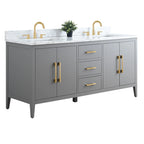 Vanity Art 72 badkamermeubel met dubbele wastafel en blad van composietmarmer