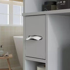 HOMCOM Over the Toilet Storage Cabinet, Modern Above Toilet Bathroom Organizer with 2 Doors, Toilet Paper Holder, Freestanding Space Saver