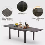 Okak Esstisch aus Aluminium, ausziehbarer Terrassentisch, Küchentisch für das Esszimmer