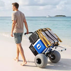 VEVOR Beach Dolly with Big Wheels for Sand, 20 x 15 Cargo Deck, Folding Sand Cart with 12 Balloon Wheels, 165 lbs Loading Capacity, Silver+Black