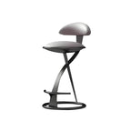 Tabouret de bar élégant en cuir beige avec structure métallique dorée
