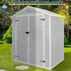 Opslagschuur van 6 ft x 4 ft/6 ft x 8 ft/8 ft x 6 ft/8 ft x 10 ft, weerbestendig kunststofhars voor buiten met vloer, gereedschapsschuur met puntdak