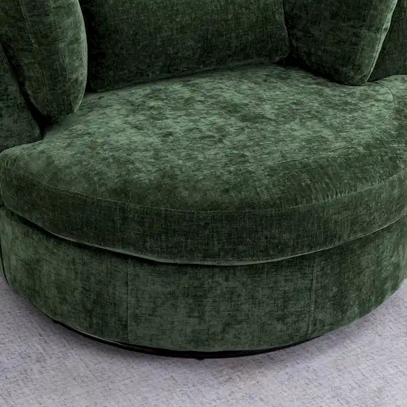 42,3W gestoffeerde draaifauteuil met 4 kussens en halvemaanvormige opberghocker
