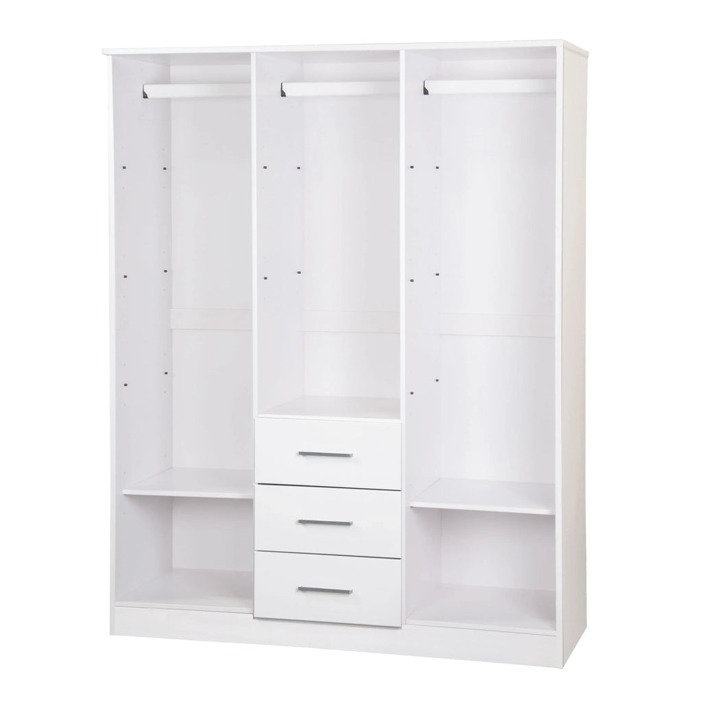 Palace Imports Cosmo kledingkast met 3 deuren, 100% massief hout, met deuren van massief hout of spiegelglas