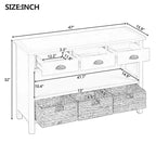 Console d’entrée avec rangement, table de couloir de style champêtre avec 3 tiroirs et 3 paniers en jacinthe d’eau pour le salon ou le vestibule – Panipeachy