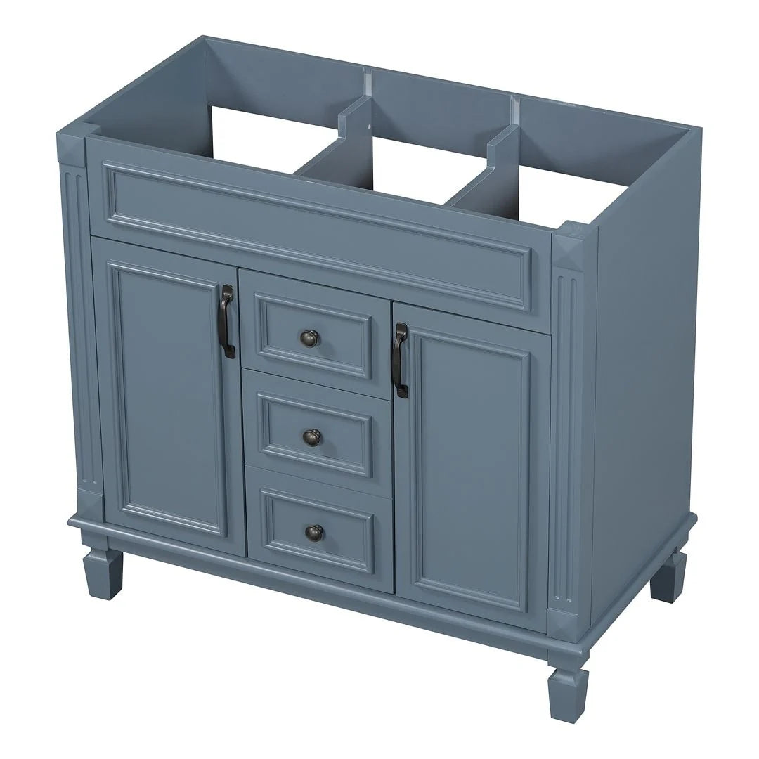 Meuble-lavabo moderne de salle de bains de 36 po avec vasque sur plan, armoire à miroir, 2 portes et 2 tiroirs