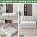 Full Corduroy Folding Sofa Bed Futon, Floor Convertible Sleeper Chair with Pillow & Back Support