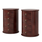 No Assembly Solid Wood End Table, Vintage Round Side Drawers Table