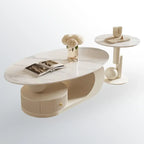 Moderne salontafel met wit stenen blad en krasbestendige afwerking