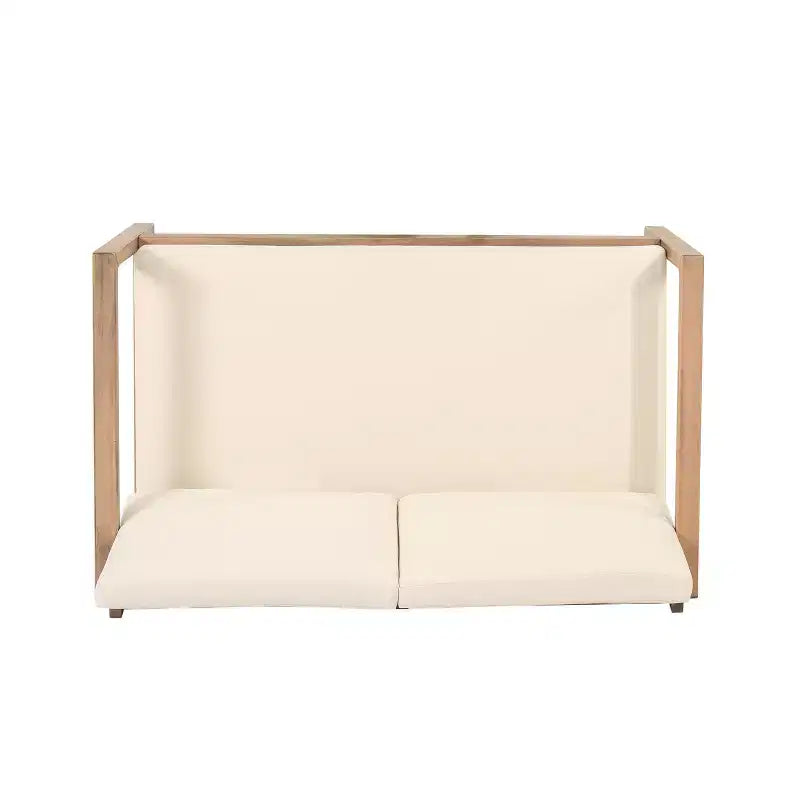 Ensemble de mobilier de patio en bois d’acacia, ensemble d’extérieur avec table basse et coussins moelleux pour jardin, véranda et balcon, beige - Merax