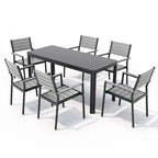 5/7-teiliges Aluminium-Essset für die Terrasse mit stapelbaren Stühlen und ausziehbarem Tisch