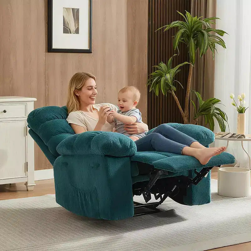 Manueller Relaxsessel, ergonomischer Relaxsessel aus atmungsaktivem Stoff mit Seitentaschen, Einzelsessel, geeignet für Wohnzimmer und Schlafzimmer
